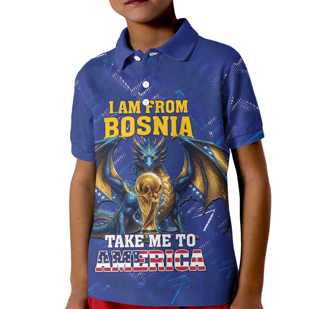 I Am From Bosnia Take Me To America Kid Polo Shirt Road to WC 2026