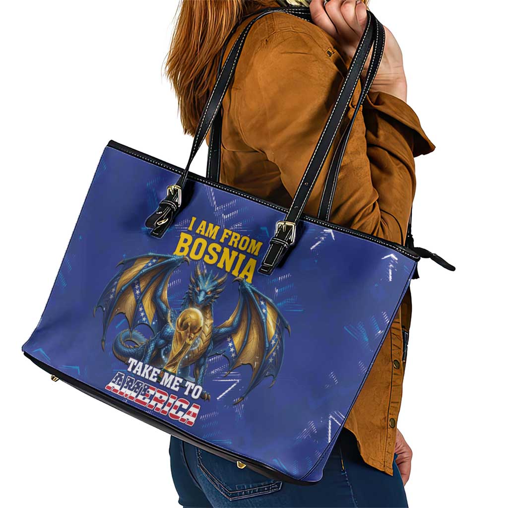 I Am From Bosnia Take Me To America Leather Tote Bag Road to WC 2026