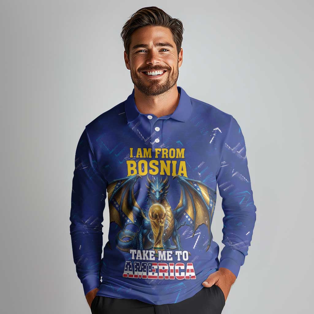I Am From Bosnia Take Me To America Long Sleeve Polo Shirt Road to WC 2026