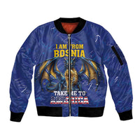 I Am From Bosnia Take Me To America Sleeve Zip Bomber Jacket Road to WC 2026