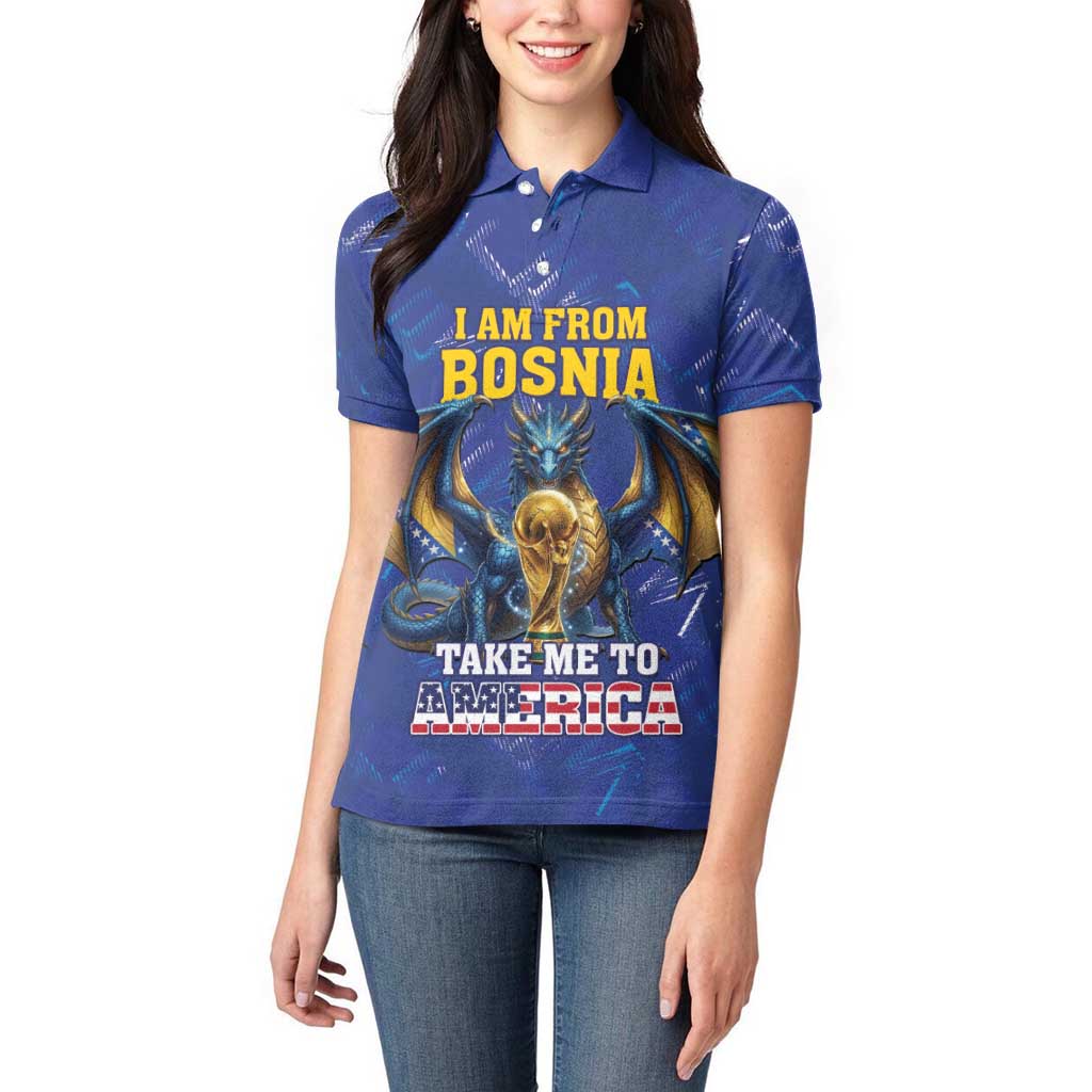 I Am From Bosnia Take Me To America Women Polo Shirt Road to WC 2026