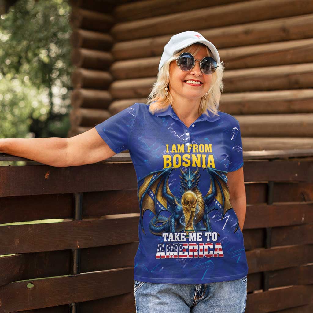 I Am From Bosnia Take Me To America Women Polo Shirt Road to WC 2026
