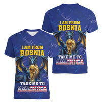 I Am From Bosnia Take Me To America Women V-Neck T-Shirt Road to WC 2026