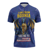 I Am From Bosnia Take Me To America Zipper Polo Shirt Road to WC 2026