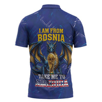 I Am From Bosnia Take Me To America Zipper Polo Shirt Road to WC 2026