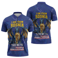 I Am From Bosnia Take Me To America Zipper Polo Shirt Road to WC 2026