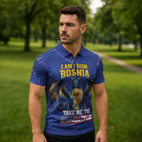 I Am From Bosnia Take Me To America Zipper Polo Shirt Road to WC 2026