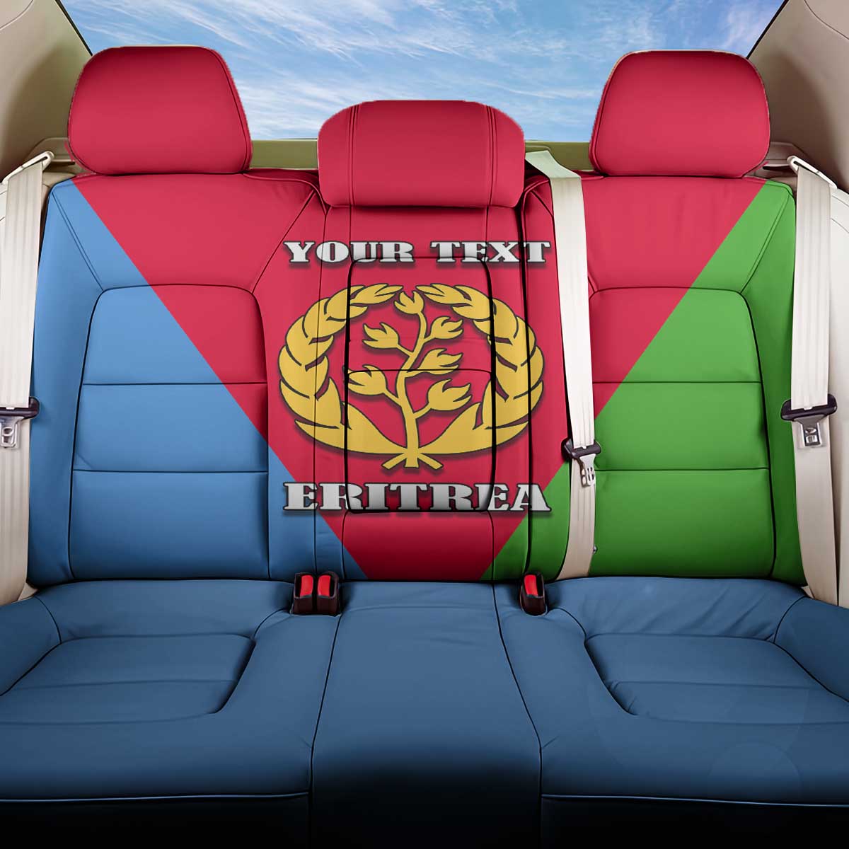 Personalized Eritrea Emblem Back Car Seat Cover With Flag Color - Wonder Print Shop