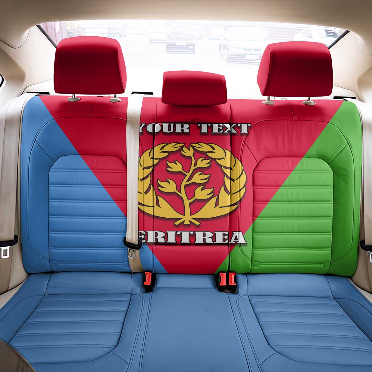 Personalized Eritrea Emblem Back Car Seat Cover With Flag Color - Wonder Print Shop