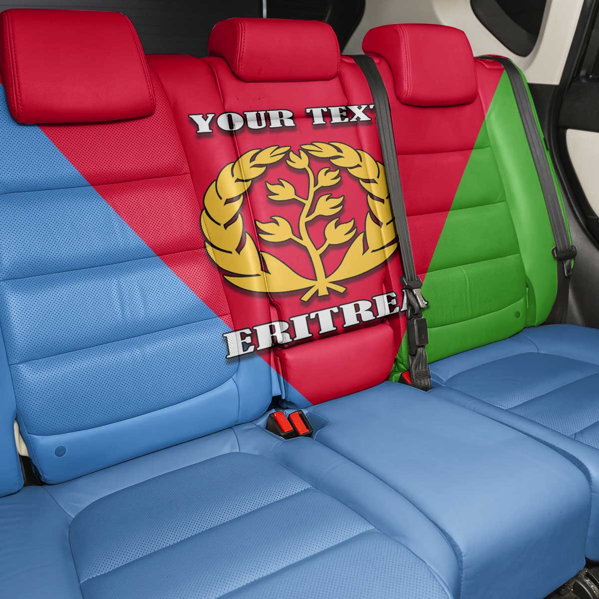 Personalized Eritrea Emblem Back Car Seat Cover With Flag Color - Wonder Print Shop