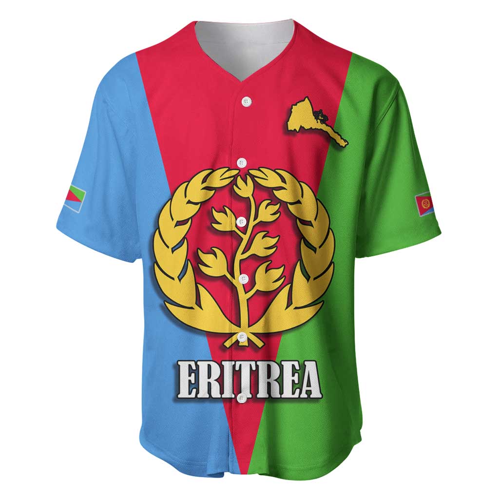 Personalized Eritrea Emblem Baseball Jersey With Flag Color - Wonder Print Shop