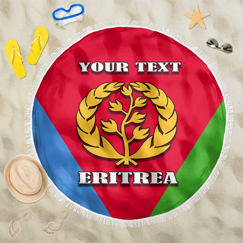 Personalized Eritrea Emblem Beach Blanket With Flag Color - Wonder Print Shop