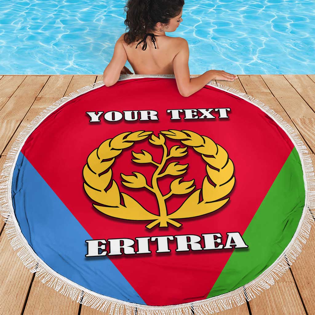 Personalized Eritrea Emblem Beach Blanket With Flag Color - Wonder Print Shop