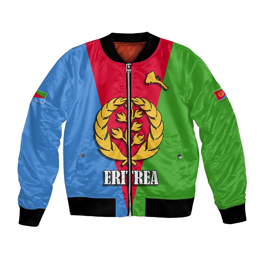 Personalized Eritrea Emblem Bomber Jacket With Flag Color - Wonder Print Shop