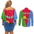 Personalized Eritrea Emblem Couples Matching Off Shoulder Short Dress and Long Sleeve Button Shirt With Flag Color - Wonder Print Shop