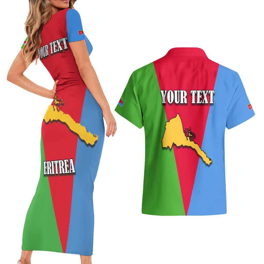 Personalized Eritrea Emblem Couples Matching Short Sleeve Bodycon Dress and Hawaiian Shirt With Flag Color - Wonder Print Shop