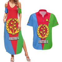 Personalized Eritrea Emblem Couples Matching Summer Maxi Dress and Hawaiian Shirt With Flag Color - Wonder Print Shop