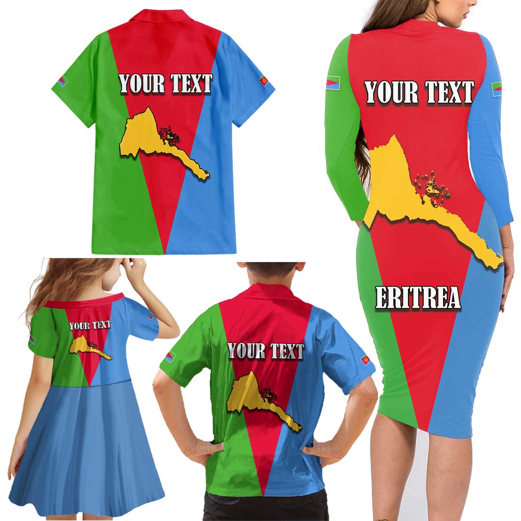 Personalized Eritrea Emblem Family Matching Long Sleeve Bodycon Dress and Hawaiian Shirt With Flag Color - Wonder Print Shop