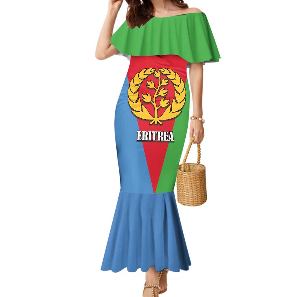 Personalized Eritrea Emblem Family Matching Mermaid Dress and Hawaiian Shirt With Flag Color - Wonder Print Shop
