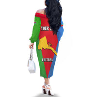 Personalized Eritrea Emblem Family Matching Off The Shoulder Long Sleeve Dress and Hawaiian Shirt With Flag Color - Wonder Print Shop