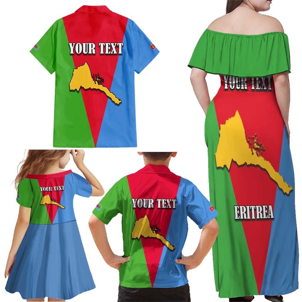 Personalized Eritrea Emblem Family Matching Off Shoulder Maxi Dress and Hawaiian Shirt With Flag Color - Wonder Print Shop