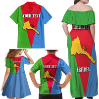 Personalized Eritrea Emblem Family Matching Off Shoulder Maxi Dress and Hawaiian Shirt With Flag Color - Wonder Print Shop