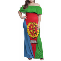 Personalized Eritrea Emblem Family Matching Off Shoulder Maxi Dress and Hawaiian Shirt With Flag Color - Wonder Print Shop