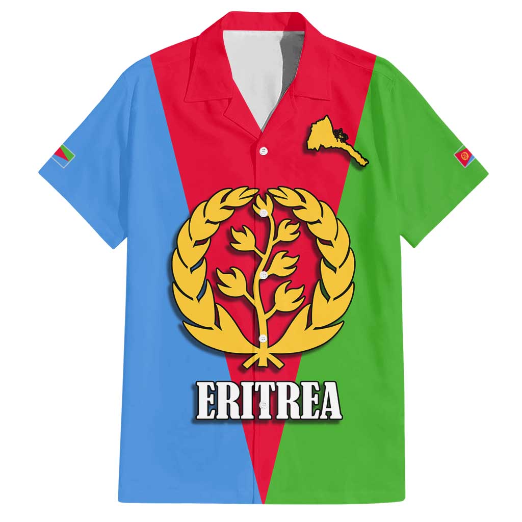 Personalized Eritrea Emblem Family Matching Short Sleeve Bodycon Dress and Hawaiian Shirt With Flag Color - Wonder Print Shop