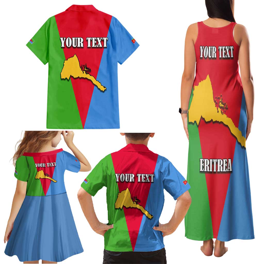 Personalized Eritrea Emblem Family Matching Tank Maxi Dress and Hawaiian Shirt With Flag Color - Wonder Print Shop