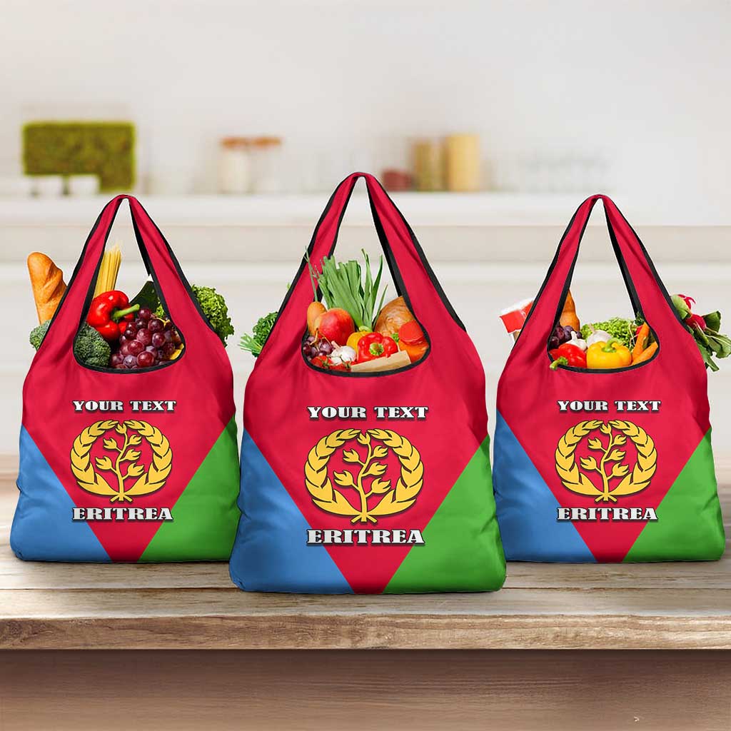 Personalized Eritrea Emblem Grocery Bag With Flag Color