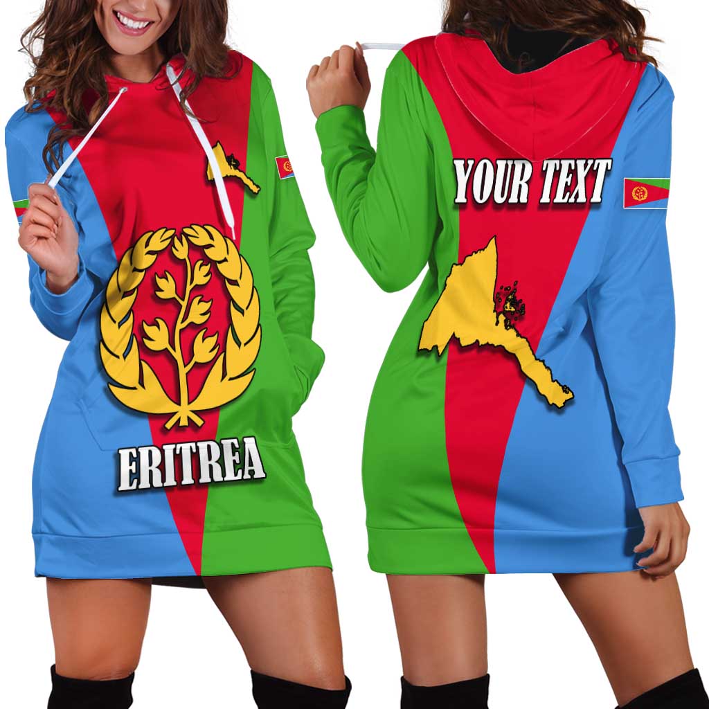 Personalized Eritrea Emblem Hoodie Dress With Flag Color - Wonder Print Shop