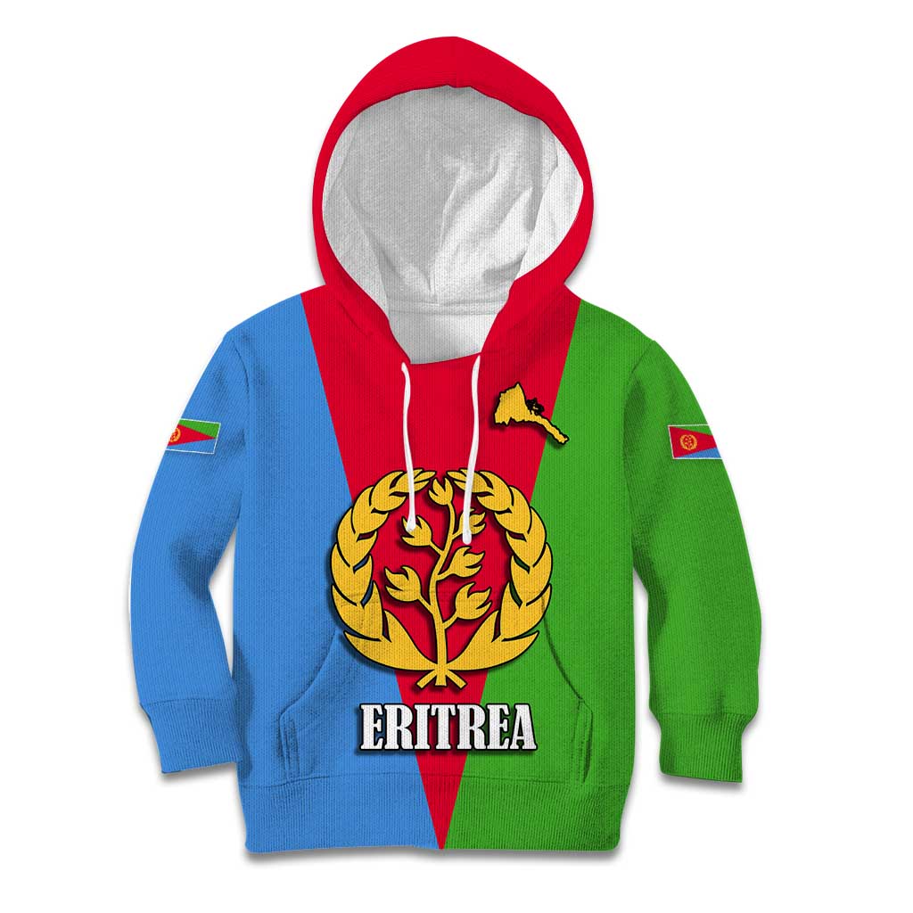 Personalized Eritrea Emblem Kid Hoodie With Flag Color - Wonder Print Shop