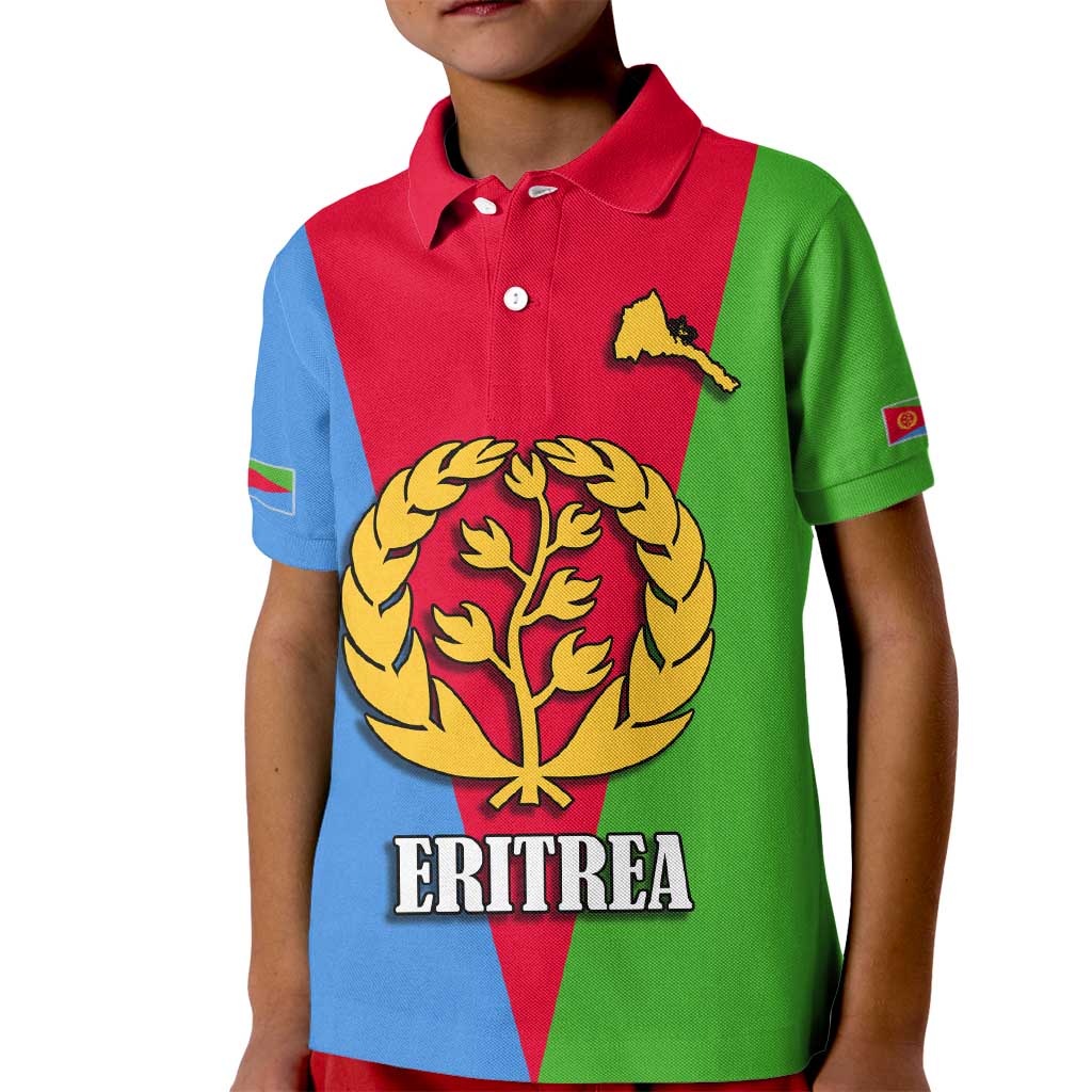 Personalized Eritrea Emblem Kid Polo Shirt With Flag Color - Wonder Print Shop