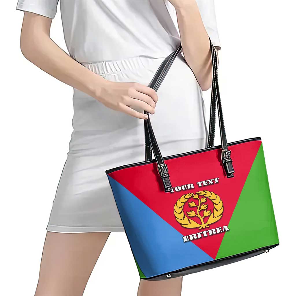 Personalized Eritrea Emblem Leather Tote Bag With Flag Color - Wonder Print Shop