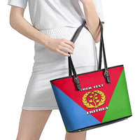 Personalized Eritrea Emblem Leather Tote Bag With Flag Color - Wonder Print Shop
