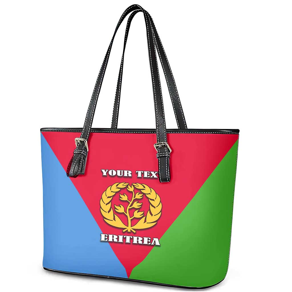 Personalized Eritrea Emblem Leather Tote Bag With Flag Color - Wonder Print Shop