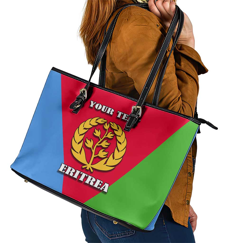 Personalized Eritrea Emblem Leather Tote Bag With Flag Color - Wonder Print Shop