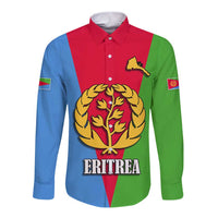 Personalized Eritrea Emblem Long Sleeve Button Shirt With Flag Color - Wonder Print Shop