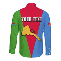 Personalized Eritrea Emblem Long Sleeve Button Shirt With Flag Color - Wonder Print Shop