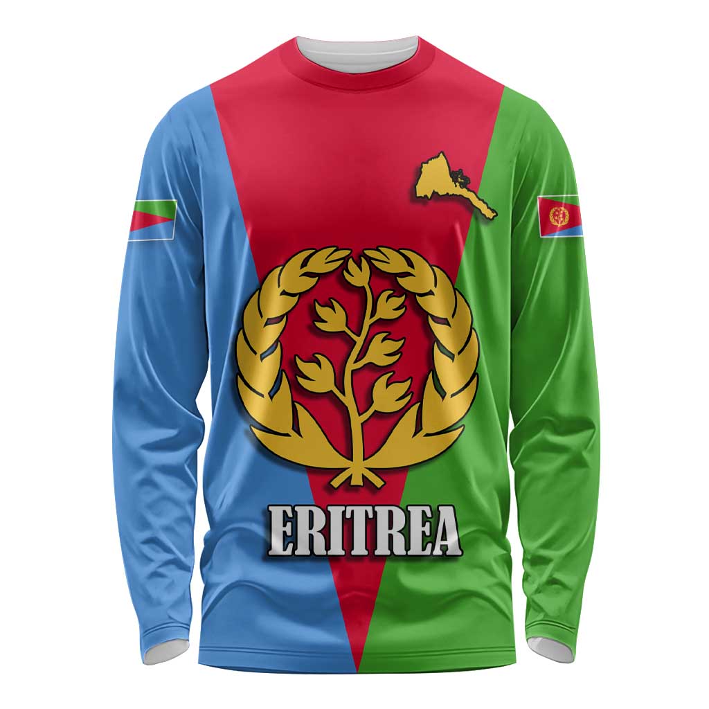 Personalized Eritrea Emblem Long Sleeve Shirt With Flag Color - Wonder Print Shop