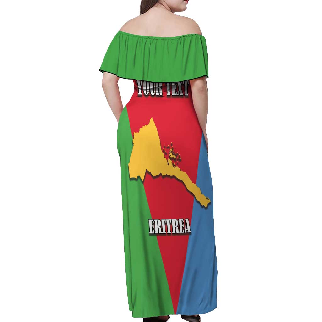 Personalized Eritrea Emblem Off Shoulder Maxi Dress With Flag Color - Wonder Print Shop