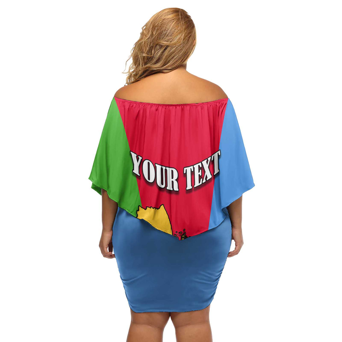 Personalized Eritrea Emblem Off Shoulder Short Dress With Flag Color - Wonder Print Shop