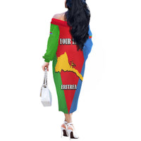 Personalized Eritrea Emblem Off The Shoulder Long Sleeve Dress With Flag Color - Wonder Print Shop