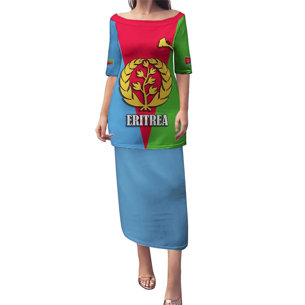 Personalized Eritrea Emblem Puletasi With Flag Color - Wonder Print Shop