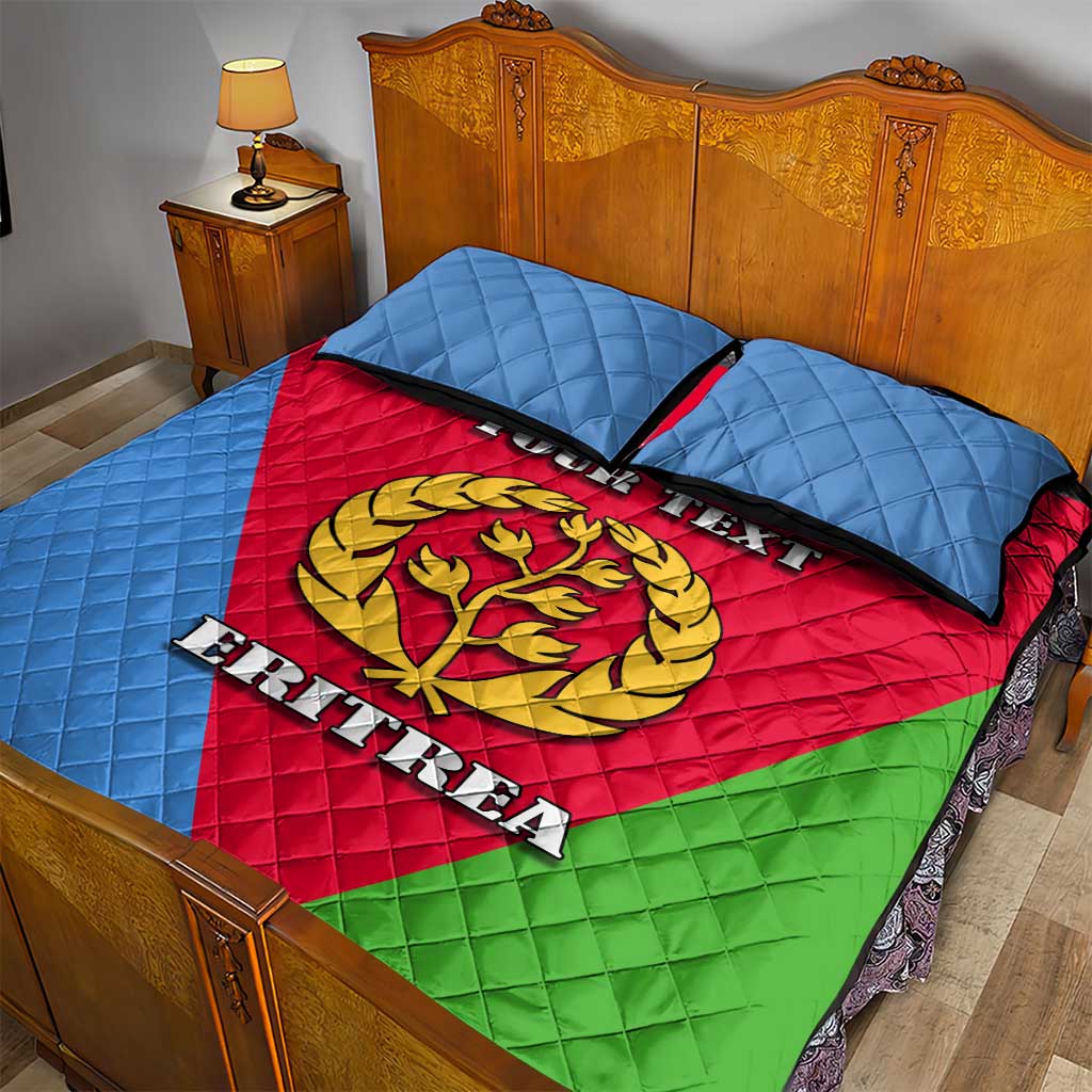 Personalized Eritrea Emblem Quilt Bed Set With Flag Color - Wonder Print Shop
