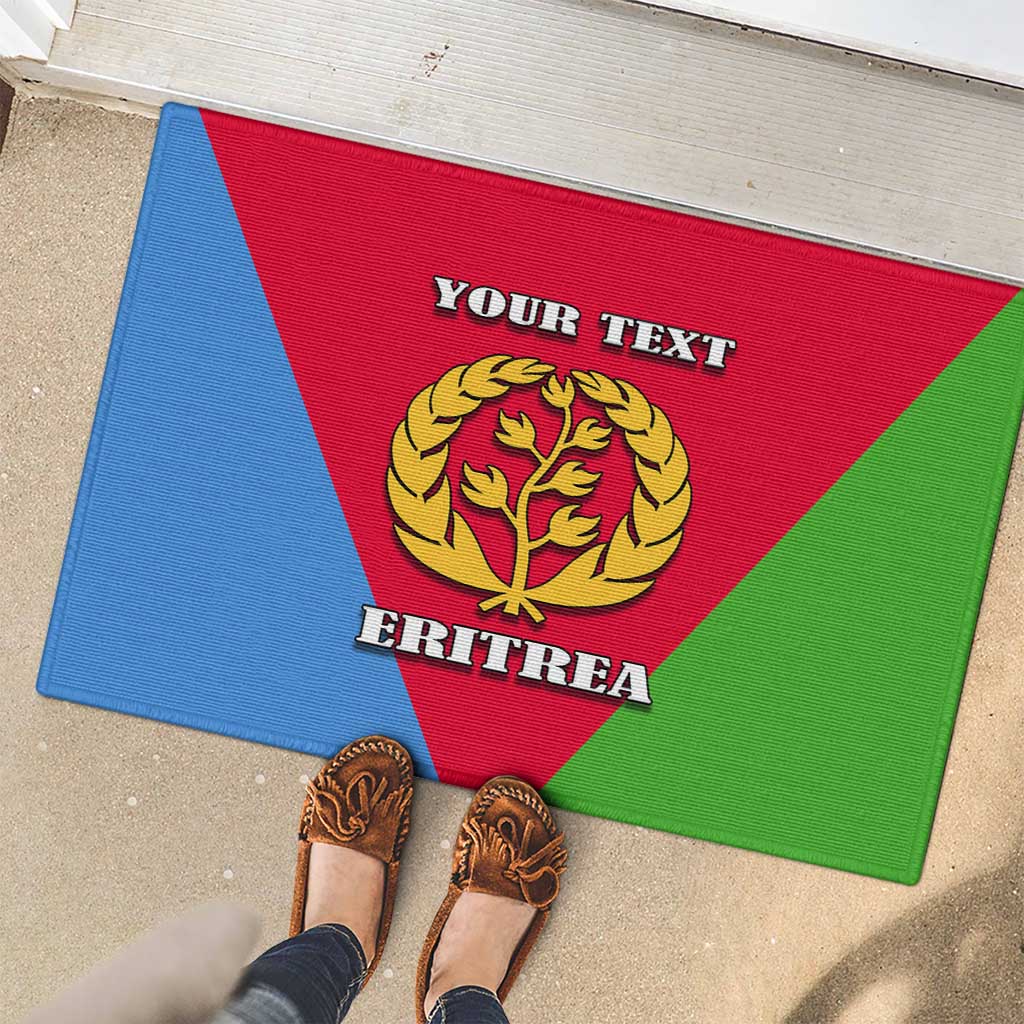 Personalized Eritrea Emblem Rubber Doormat With Flag Color - Wonder Print Shop