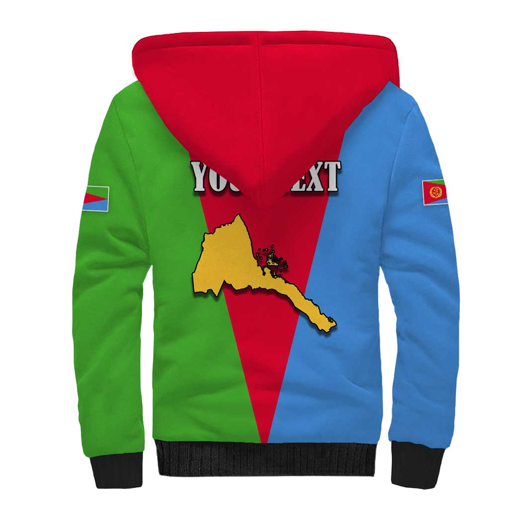 Personalized Eritrea Emblem Sherpa Hoodie With Flag Color - Wonder Print Shop