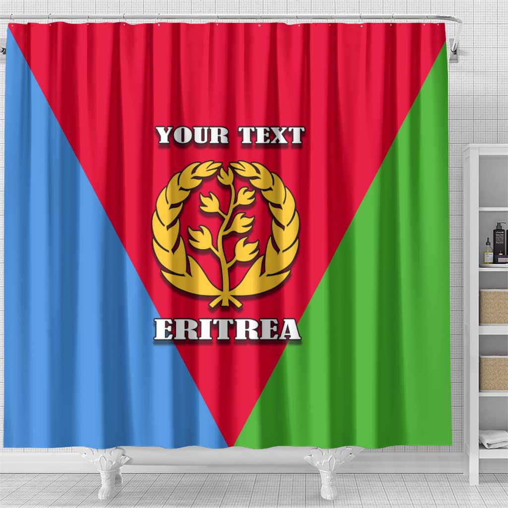 Personalized Eritrea Emblem Shower Curtain With Flag Color