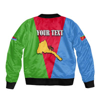 Personalized Eritrea Emblem Sleeve Zip Bomber Jacket With Flag Color - Wonder Print Shop