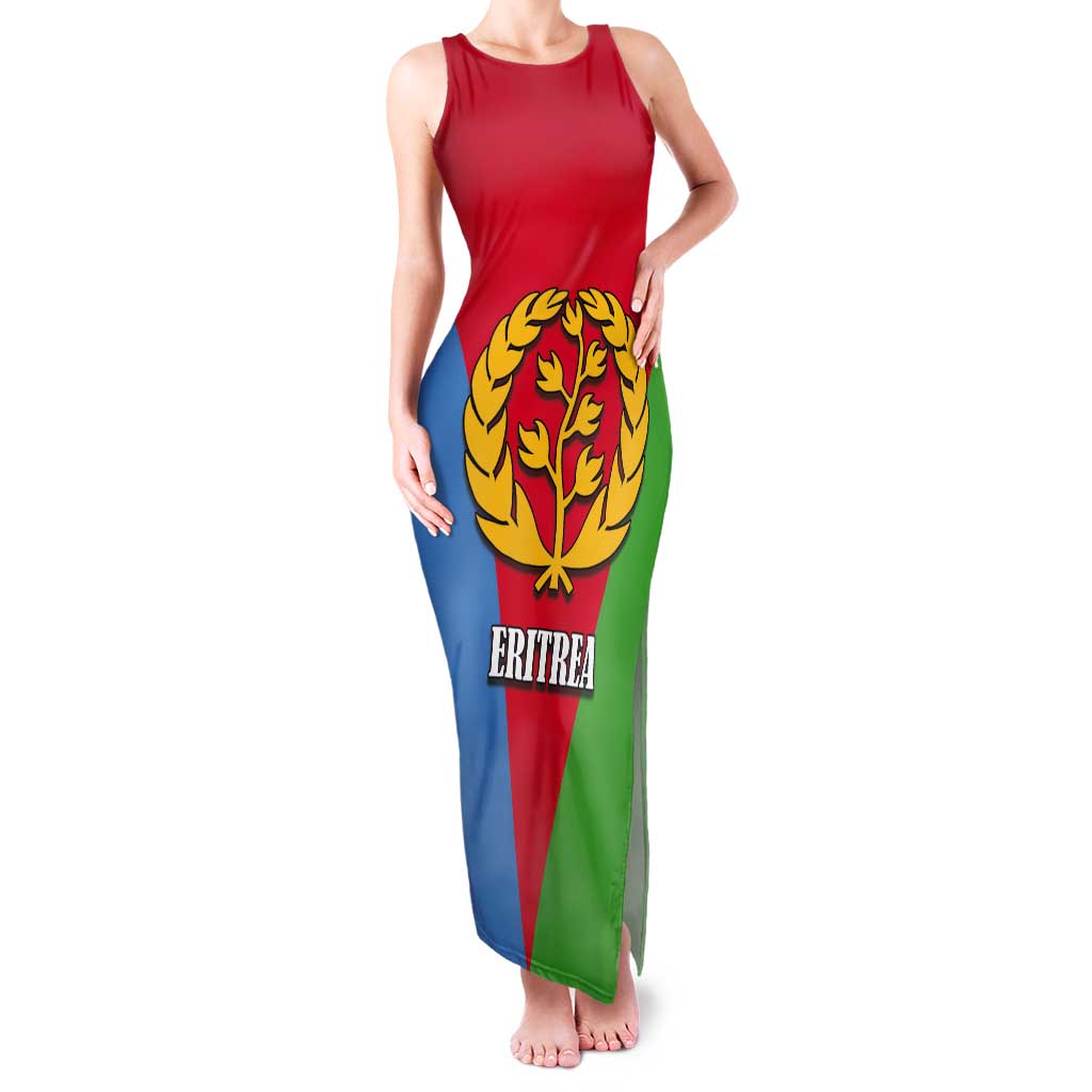 Personalized Eritrea Emblem Tank Maxi Dress With Flag Color - Wonder Print Shop